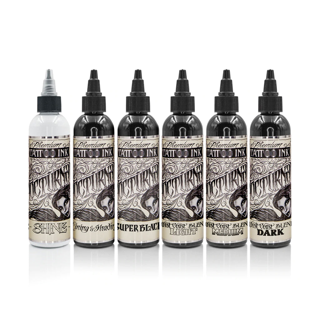 Nocturnal Tattoo Ink Full Set of 6 Bottles Tattoo Supply